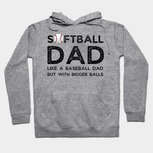 Softball Dad like A Baseball Dad but with Bigger Balls, Funny Softball Dad Father’s Day Hoodie